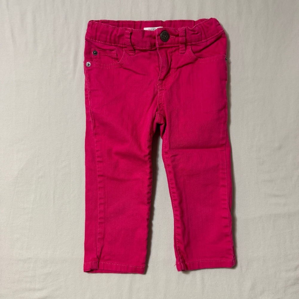 Fuchsia Pink Pants Girls 5 Jean Elastic Adjustable Comfort Waist Winter Cute